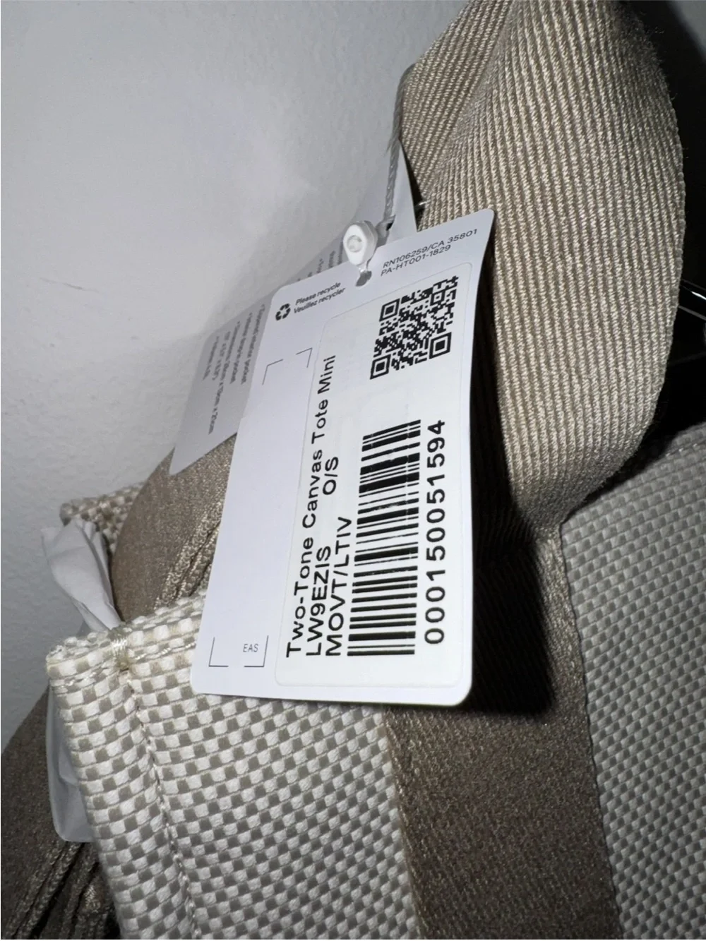 NWT Lululemon Two-Tone Canvas Tote Mini